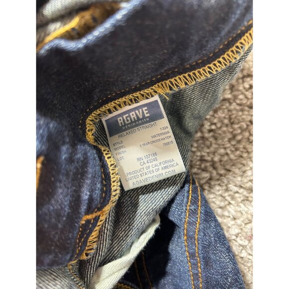 Agave Waterman Relaxed Straight Denim Jeans Men's Sz 44 Made In USA - Picture 9 of 13